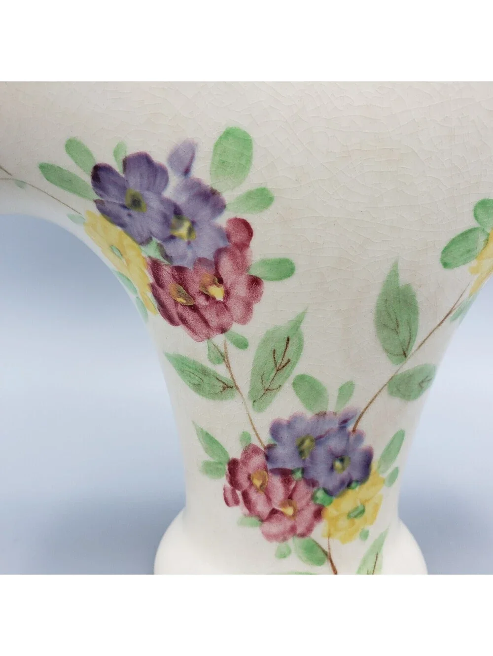VTG E. Radford Pottery Flower Basket with Frog Hand Painted England Ceramic Vase